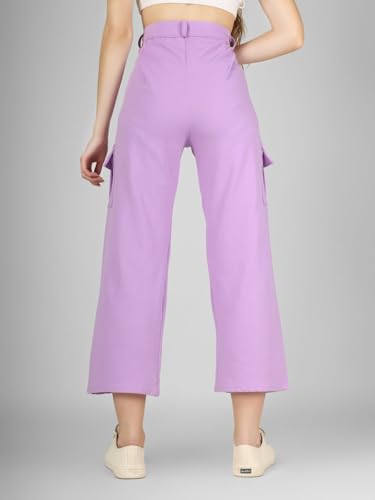 Image of Women's Cargo Pants High Waisted Baggy Wide Leg Cargo Trousers Casual Loose Fit 4 Pocket Utility Streetwear Fashion Work Bottoms, White Black Pink Lavender Beige Brown