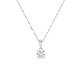 CRITI RORA 0.5 Carat Lab Grown Diamond Necklace for Women,14K White Gold