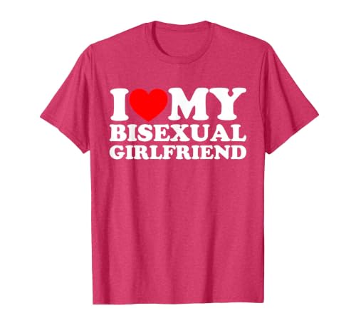 I Love My Bisexual Girlfriend T-Shirt, Men, Red Heather, Small
