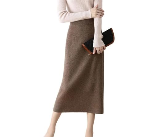 Women's Wool Knitted Versatile Solid Color Butt Hugging Straight Tube Skirt2