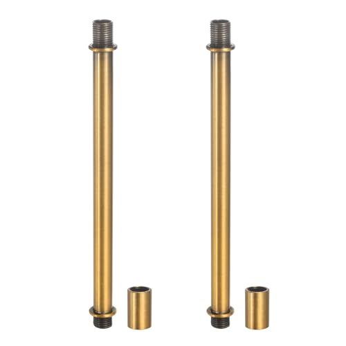 Image of PATIKIL Straight Pipe Lamp Stems Rod Kit, 2 Set M10 Carbon Steel 150mm(5.91 inch) Long Double End Thread Rod with Coupling Nuts Sleeve Connector for Table Lamps Chandeliers,Copper Gold