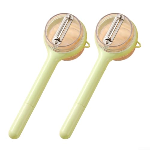 Pelador de verduras tres en uno con compartimento colector de residuos, hoja de acero inoxidable para pelar una variedad de productos, mango ergonómico para un uso cómodo y portátil (verde)