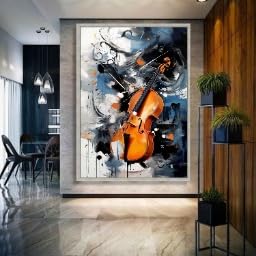 Cuadro abstracto de violín sobre lienzo, póster de música moderna de 20x30cm sin marco 3
