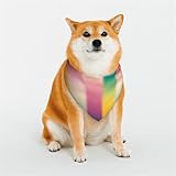 Bandana para mascotas con estampado de rayas degradadas arcoíris para perros y gatos, tela elástica suave y transpirable para uso diario