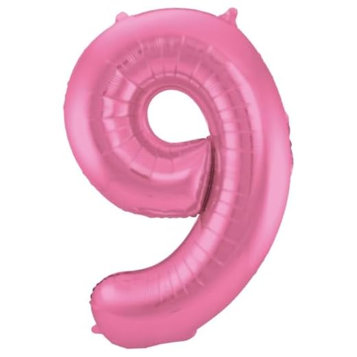 Folat 65909 Aluminio Número Figura 9 Metalizado Rosa Mate 86 cm-decoración Globos de Helio para cumpleaños, Aniversario, Color Rosado