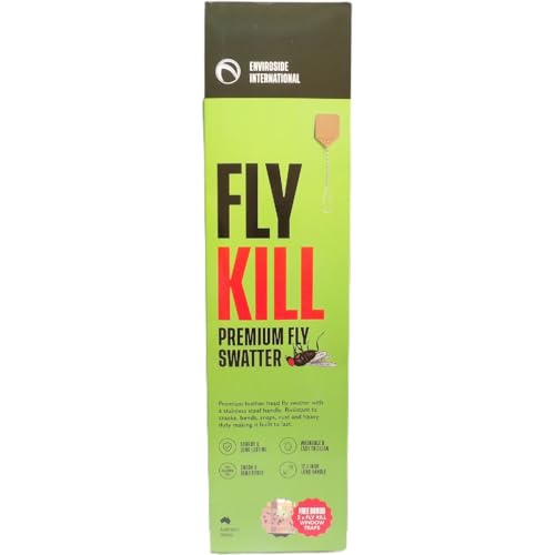 Fly Swatter Leather Strap (Tan), Metal Handle (Premium Feel)