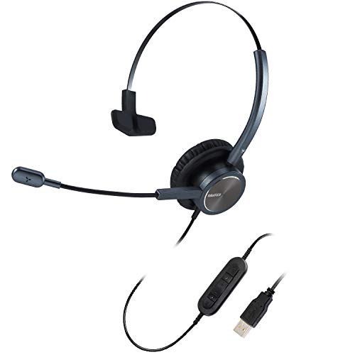 MAIRDI PC Headset with Microphone Noise Cancelling Single-Sided, USB Headset with Volume Control for Office Call Centers Skype for Business Microsoft Teams, Light Weight and Comfortable