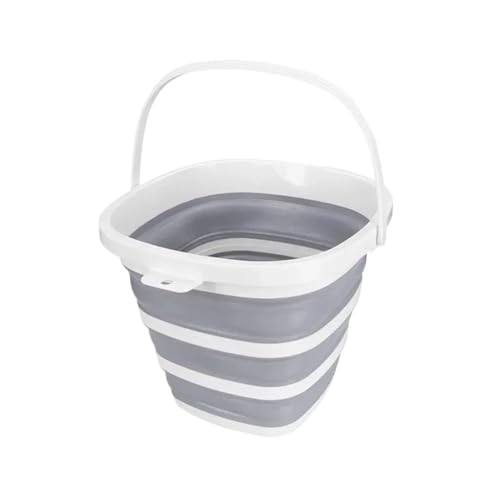 Cubo Plegable de Silicona for baño, cubeta for Lavar Autos al Aire Libre, Suministros Pesca Cuadrados, Cubo Campamento Cocina 10L, 3 uds para Lavado Camping(Grey)