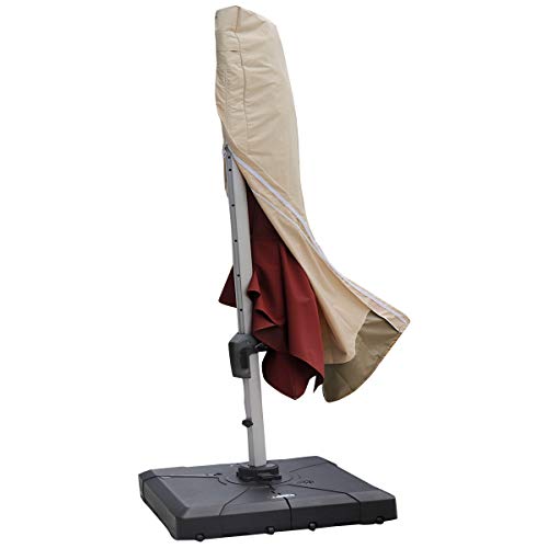 Vanteriam Patio Offset Umbrella & Frame Cover, Cantilever Outdoor Umbrella Cover with Zipper for 9 ft to 13 ft Parasol Waterproof Umbrellas Cover - Thumbnail 3