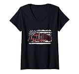 Photo Gallery donna bandiera americana semi truck driver 18 wheeler trucker patriotic maglietta con collo a v Photo Gallery donna bandiera americana semi truck driver 18 wheeler trucker patriotic maglietta con collo a v