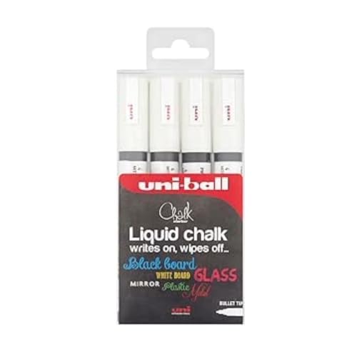Image of uni-ball Liquid Chalk Marker, Broad Tip, 8 mm, White (4-Pack)