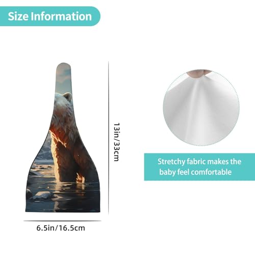 Polar Bear in Winter Print Newborn Baby Hat, Soft Top Knotted Beanie Cap, Cute Infant Headwear for 0-6 Months Welcome Party Black4