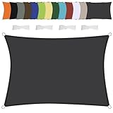 Sonnensegel, wasserdicht, rechteckig, hochwertig, wetterbeständig, Polyester, mit Befestigungsseilen, 2 x 2,6 m, stilvolle Anthrazitfarbe
