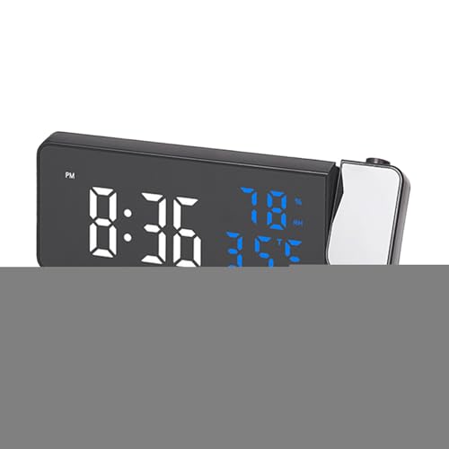 Orologio a proiezione per camera da letto a soffitto, proiettore girevole a 270°, luminosità regolabile, orologio da comodino | per bambini, anziani, studenti, viaggiatori, soggiorno, studio