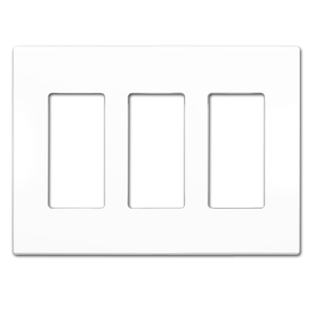 NEU3-Gang Screwless Decorator Wall Plates Child Safe Outlet Cover, 4.75" x 6.5", Unbreakable Polycarbonate Thermoplastic, Glossy White
