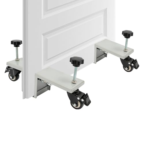 BAIODNB Door Installation Kit,Installation Tool for Pre-Hung, Slab, and Front Doors 1.375 to 1.75 Inches Thick,Stainless Steel Door Dolly Installation Tool with Wheels 2 PCS Door Stud