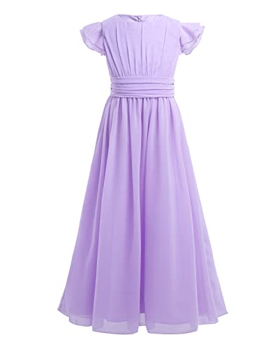 Big Girls Chiffon Ruffled Junior Long Bridesmaid Dress Princess Pageant Wedding Prom Birthday Party Maxi Gown4