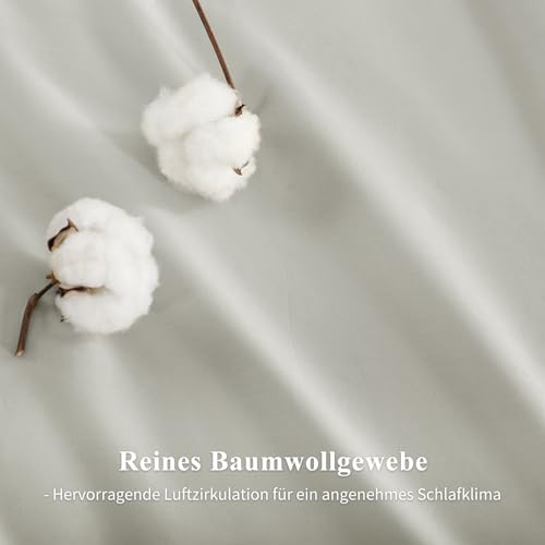 Aisbo Bettwäsche 140x200 Baumwolle - Bettwäsche-Sets Khaki Beige Wendebettwäsche Set mit Kissenbezug 80x80… – Ansicht 5