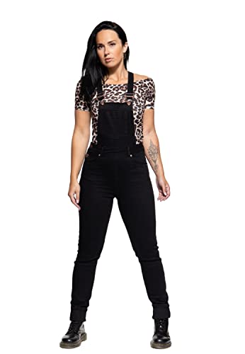 Queen Kerosin Damen Vintage Latzjeans | High Waist | Regular Fit | Baumwoll Denim Dina Cover