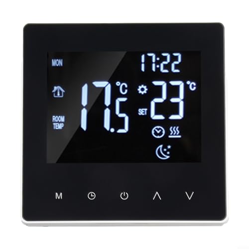 Allthingstore Termostato programable inteligente WiFi con pantalla táctil LCD de 0.1 °C y control de aplicación, compatible con calefacción por suelo eléctrico o de agua (blanco)