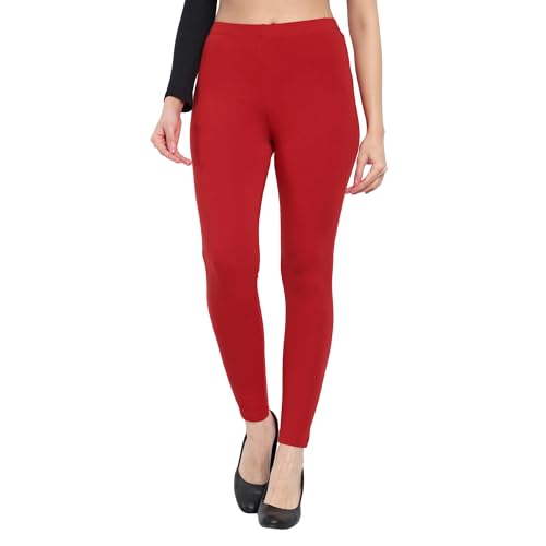 Image of ONE SKY Women Full Length Leggings | Cotton Modal Spandex Blend | High Waist Stretchable & Bio-Washed Fabric | Colour-Lock Technology | Comfortable Leggings for Women