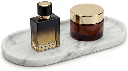 YKAJO Real Marble Tray for Bathroom & Kitchen Counter - 100% Natu...