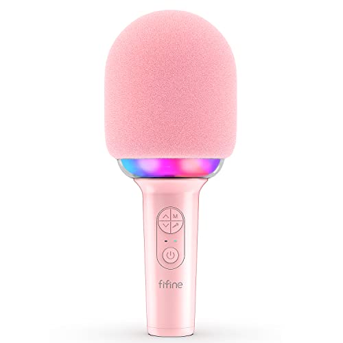 Fifine Karaoke Microphone Bluetooth Wireless Mic Speaker, Singing Handheld Portable Microphone, Gifts For Kids Adults Boys Girls, Mic With Rgb For Birthday Party Home Ktv-Amplising E2 Pink #TOP28