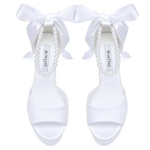 High Heel Platform Bridal Shoes Pearl Heels Wedding Shoes for Bride Platform Heeled Wedding Sandals2