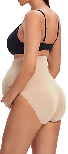 Touch Loom Maternity Underwear Soft Pregnancy Maternity Over Belly Panties Underwear Shorts Brief Comfortable For Pregnant Women,2Black+2Nude,Xlarge #TOP4
