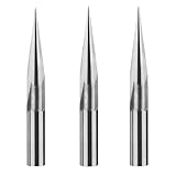 HUHAO 3PCS Carbide Engraving V Groove Cutting Bit 2 Flute Straig 6mm Shank 0.5mm Tip 15 Degree CNC Router Tool Blade for Steel Brass MDF Wood