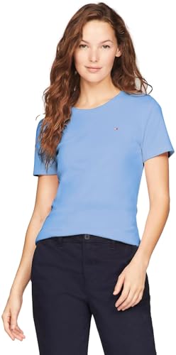 Perfumes, Watch Tommy Hilfiger Women's Essential Favorite Flag Logo Regular Fit Crew Neck T-Shirt, Sky Cloud, S