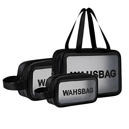 WowChoice Cosmetic Pouch, Make up Bag for Home & Travel, Toiletry Bag for Cosmetics, Brushes, Accessories Set of 3 - Wash Bag - Multicolor