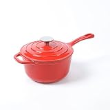 HAWOK Enameled Cast Iron Sauce pan 2.65 Quart/2.5Liters Red