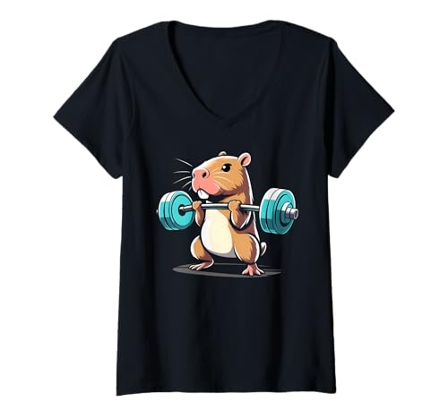 Mujer Deadlift Capybara Funny Fitness Capy Lover Hombres Mujeres Niños Camiseta Cuello V
