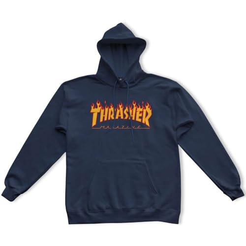 THRASHER Flame Logo T-Shirt pour Homme S Bleu Marine