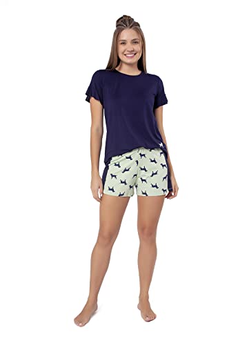 Pijama Feminino Short doll visco manga curta Podiun - 215047 (M, peppy verde)