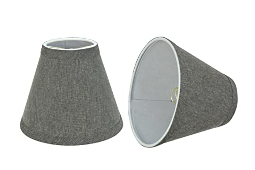 Image of Aspen Creative 32122-2A Small Hardback Empire Shape Chandelier Clip-On Lamp Shade Set (2 Pack), Transitional Design in Grey, 6 inch bottom width (3 inch x 6 inch x 5 inch)