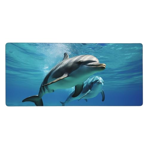 Tapis de souris gaming XL 40x90cm dauphin marin antidérapant bureau