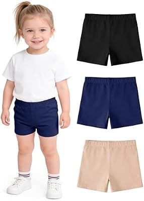 WRYGRTA 3-Pack Toddler Girl Biker Shorts – Cotton Dance Shorts for Baby Girls, Under Dress, Summer,...