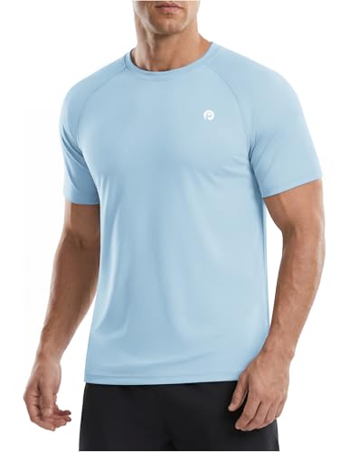 Image of PINSPARK Workout Shirts for Men UPF 50+ Quick Dry Athletic Gym Tee Shirts Mens Short Sleeve Running Cooling Swimming T-Shirt