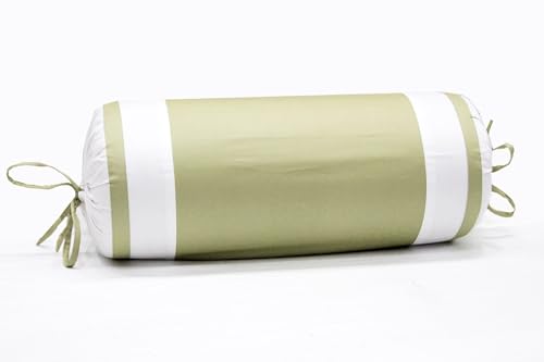 Image of AURAVE Luxurious Cotton Satin 400 TC Bolster Cover with Drawstring Closure, Set of 2, Soft Breathable Durable Machine Washable for Sofa Bed & Home Decor, 15 inchx30 inch, Light Green | Cover Only