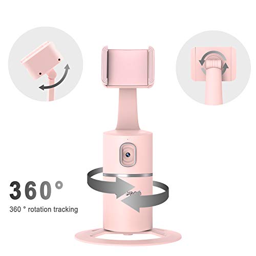 Image of Auto Face Tracking Tripod, 360 Rotation Phone Camera Mount With Selfie Ring Light, No App, Battery Operated Smart Shooting Holder For Live Vlog (Pink)