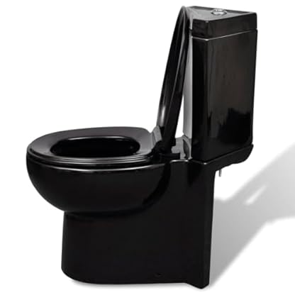Lauuoeriau Hardware, Sanitärarmaturen, Toiletten und Bidets, Toiletten, WC, Keramik-WC, Badezimmer, Ecktoilette, Schwarz – Bild 5