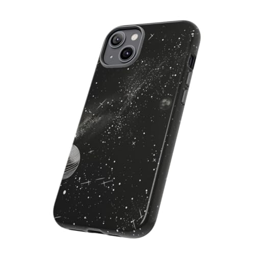 Coque rigide iPhone 14 Plus illustration astronomique luxe noir - 2