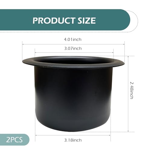 Portavasos insertos para auto, aluminio negro, 2 piezas miniatura 2