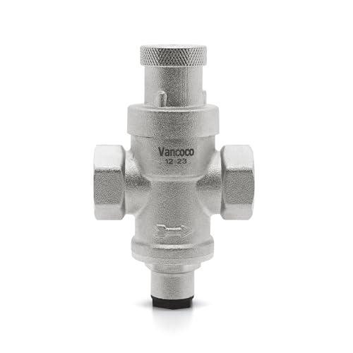VANCOCO Riduttori di Pressione per Acqua 1/2 Regolatore di Pressione Acqua per Scaldabagno in Ottone DN15