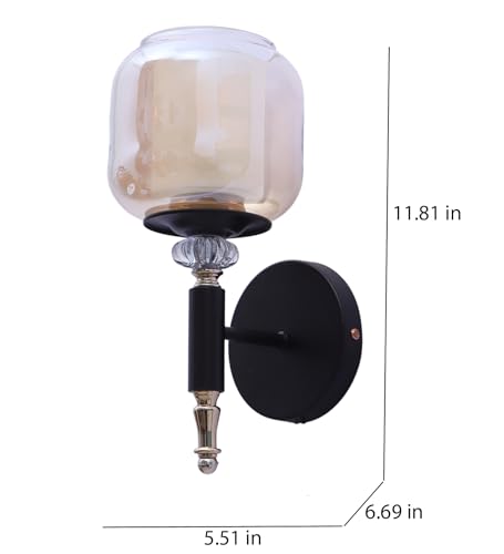Image of ELAINTE Premium Wall Light | | Elegant Glass Wall Lamp for Living Room & Hallway | 3 Years Warranty | Free Bulb (Velora-Single)