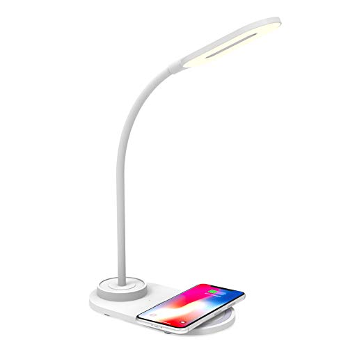Lampe de bureau LED avec charge sans fil Celly luminaire de table blanc