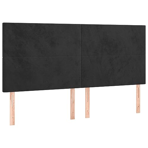 Seniorenbett Gästebetten,Boxspringbett mit Matratze Schwarz 200x200 cm Samt – Bild 8