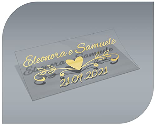Autocollants vintage transparents personnalisables avec nom et date pour invitations à un mariage, un baptême, des fiançailles, une communion, un...